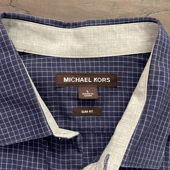 Michael Kors Men’s Large Button Down Blue & Gray Gently Worn - Picture 3 of 4